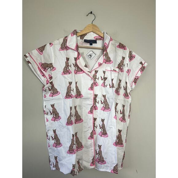 NWT Toss Animal Print Button-Down Pajama Set Short Sleepwear Pink Size: Large - Picture 5 of 6